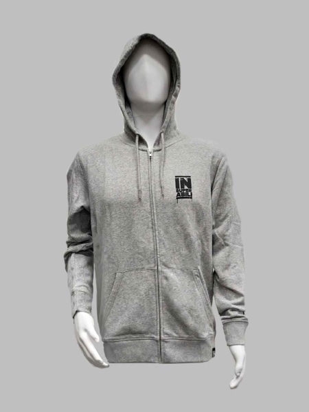 SUPER TELE - FELPA CAPPUCCIO CON ZIP PRIMAVERILE GRIGIO UNISEX [RIGENERATO]